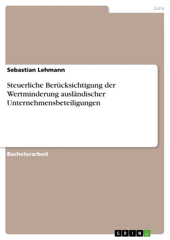 Steuerliche Berücksichtigung der Wertminderung ausländisch ... - cover