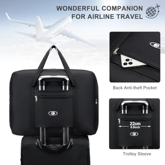 SPAHER Bolsa de Viaje 55x40x20cm Ryanair Tui Lufthansa Airways 45L