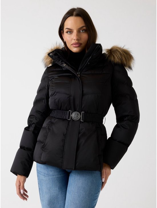 Guess Veste Matelassée Femme – Doudoune Légère Col Montant Zip & Poches, Style Urbain Élégant
