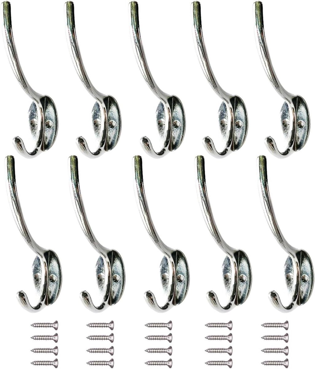 Allecto plus - Dubbele Jassen Haken Heavy Duty - Set van 2 - Wandmontage Wandhaken - Kapstok Haken Metaal - Opknoping Hardware - Duurzame Wandhaken - Zwart