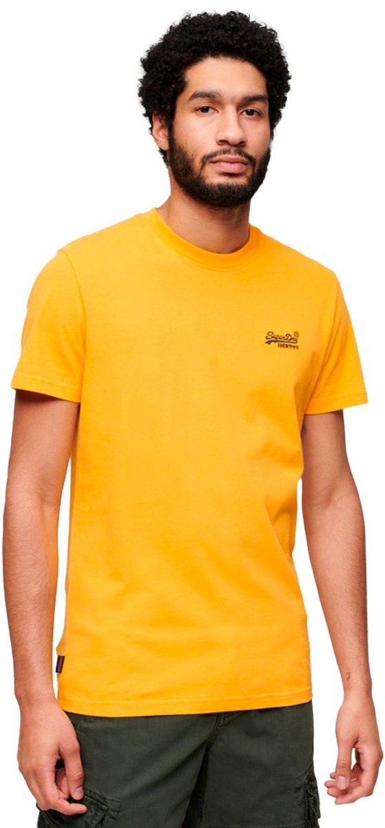 Superdry Essential T-shirt van biologisch katoen met logo Heren T-shirts Goud