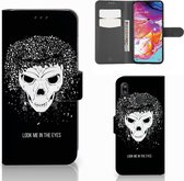 PU Cuir Premium Flip Case pour Samsung Galaxy A70 Coque Téléphone Crâne Cheveux