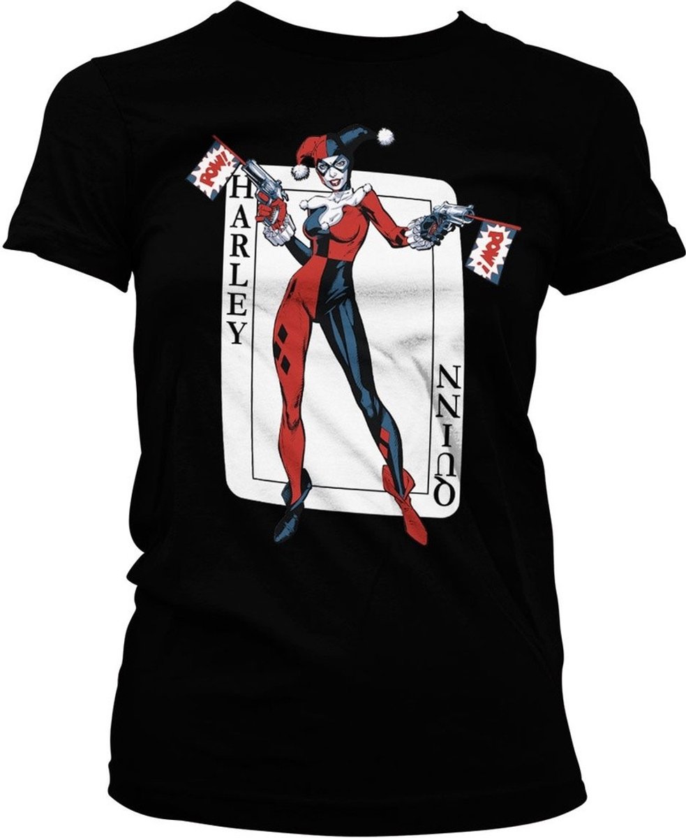Harley Quinn Card Games Girly Tee Damen T-Shirt Black-2XL