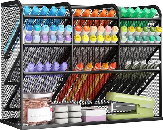 VITVITI bureau-organizer, 5 niveaus brievenbak, stapelbare dossierhouders, opbergvakken met handvat, kantoorbenodigdheden voor A4-documenten, papier, boeken, tijdschriften (Blauw