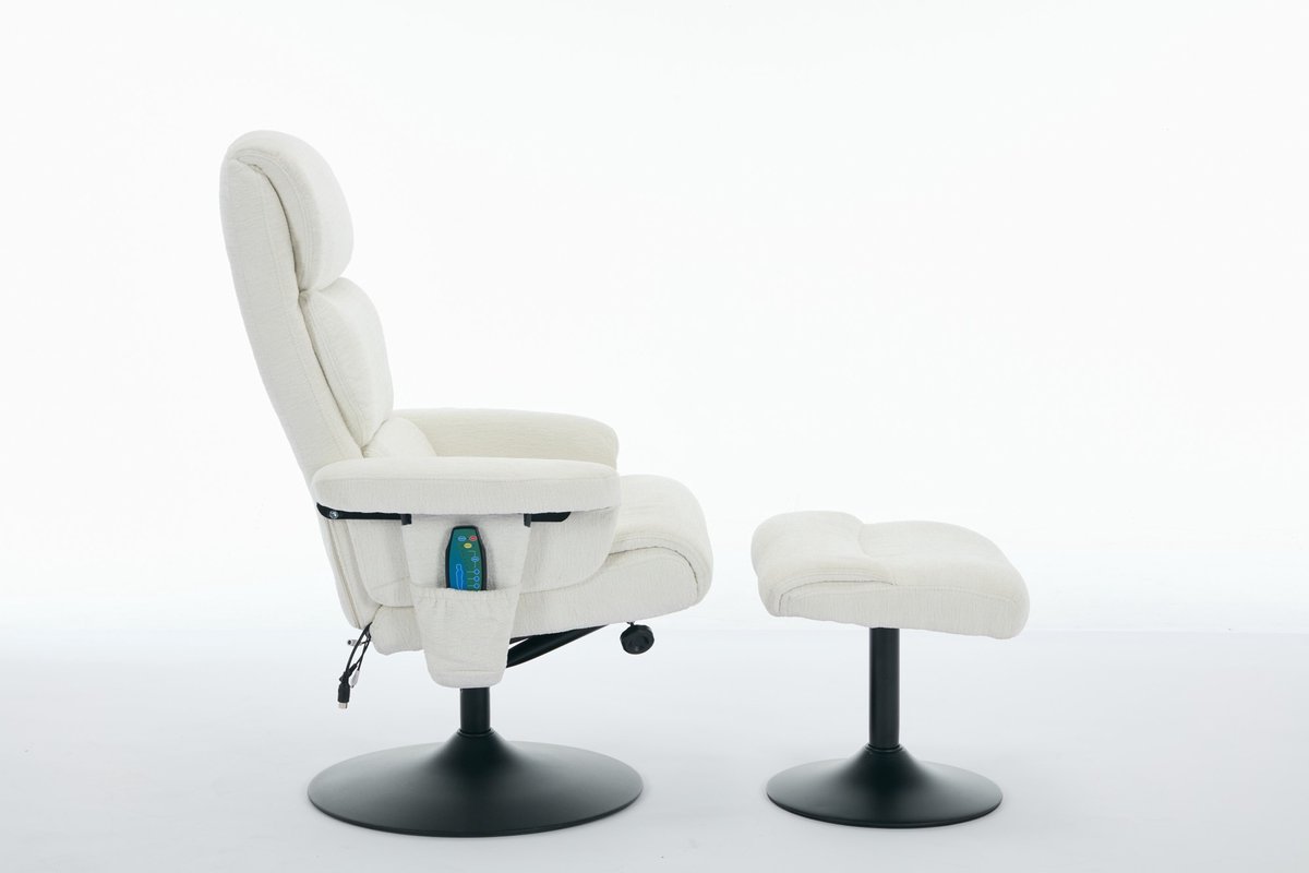 Afbeelding 2 van PHOEBE CAT Massagestoel 360° Draaibaar Wit met Hocker