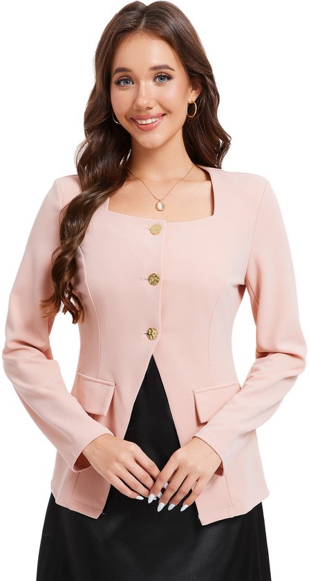 OMZIN Dames Elegante Sjaalkraag Jas Lange Mouwen Kantoor Blazer Herfst Slim Fit Jas Wijn Rood L