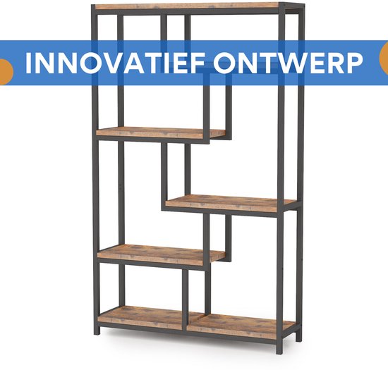 Helios boekenkast met 3 laden en LED's Wit laqué en hout