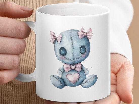 Tasse Pop vaudou, poupée Stitch, tasse mignonne et effrayante, poupée effrayante, tasse à café Art gothique, tasse effrayante, tasse gothique pastel, Thee Steampunk