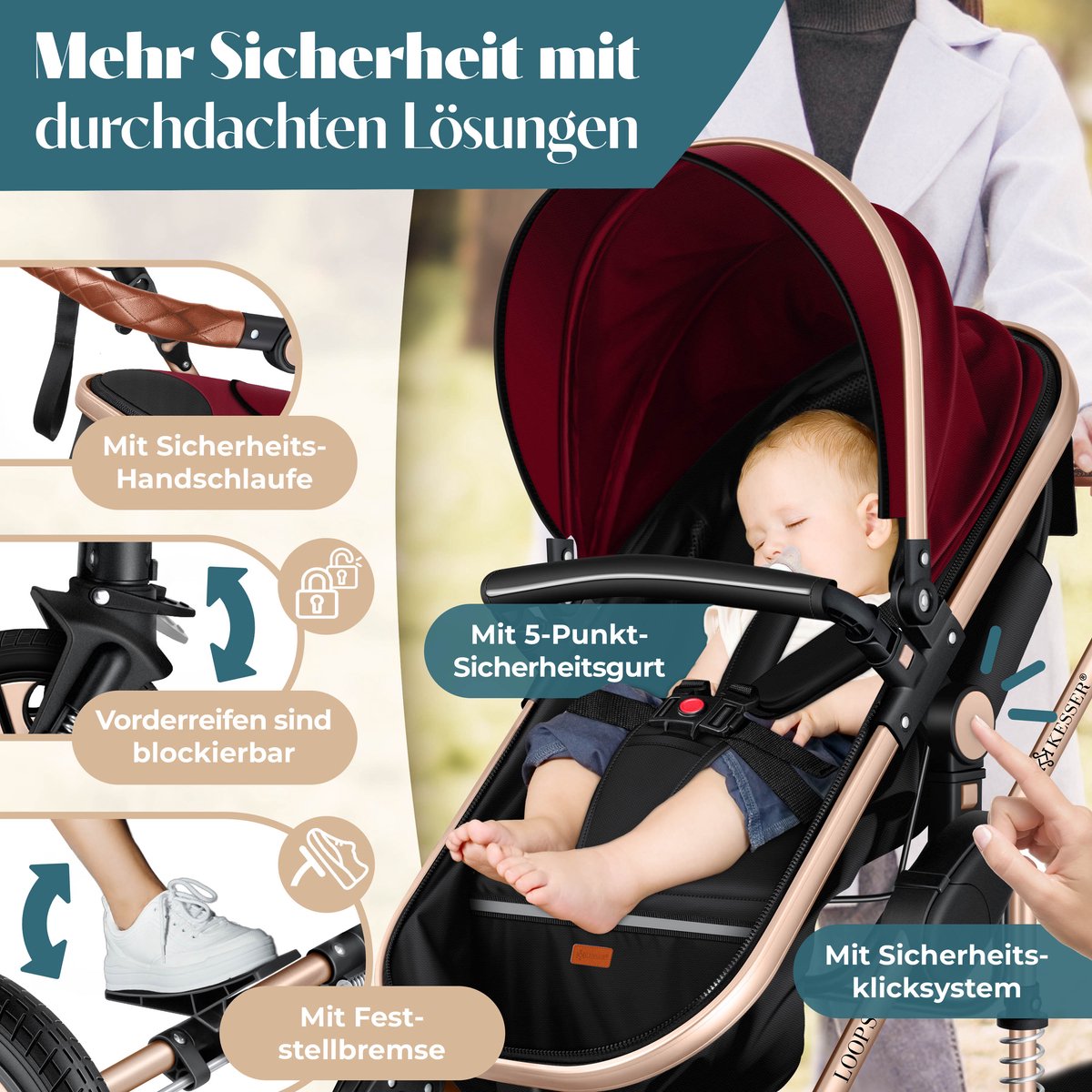 KESSER Loops 3 in 1 Kombi Kinderwagen für 169,80€ (statt 200