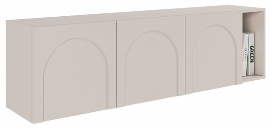 Selsey ARKADIA - Meuble TV à trois portes et façades fraisées, Gris Cachemire 175 cm