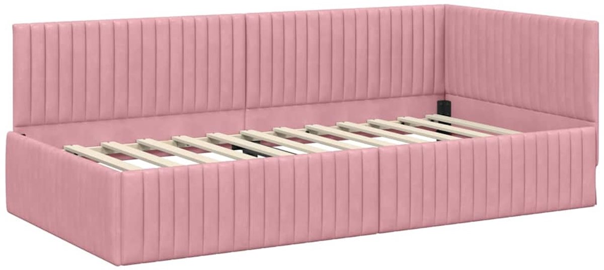 vidaXL - met - hoofdeinde - Crème - 100 - x - 200 - cm - Fluweel
