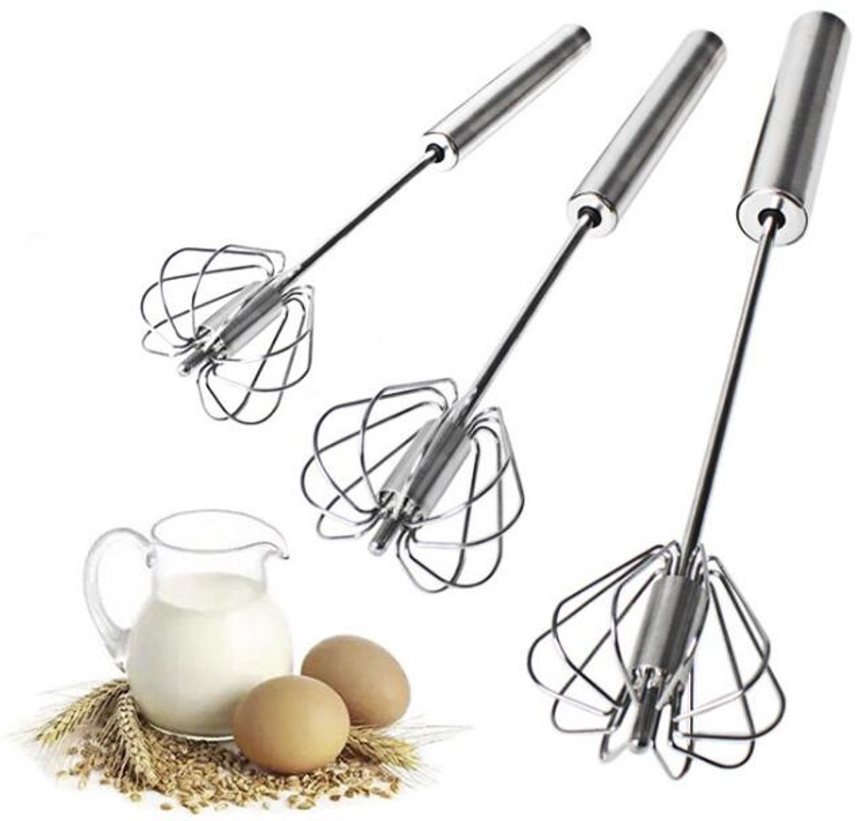 stuk 10 inch roestvrijstalen eierklopper semi-automatische eierklopper blender ballon