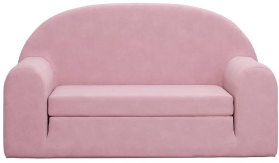 vidaXL - Kinderslaapbank - 2-zits - zacht - pluche - roze — afbeelding 3