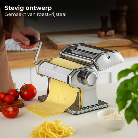 Lomera Pastamachine Roestvrijstaal - Spaghetti Machine - Zelfgemaakte Pasta - Lasagna Maken - Tagliatelle Maken - Verstelbare Diktes - Tafelgreep Bevestiging - Eenvoudig Te Reinigen - Roestvrijstalen Materiaal - 410 Stainless Steel van Lomera — afbeelding 5