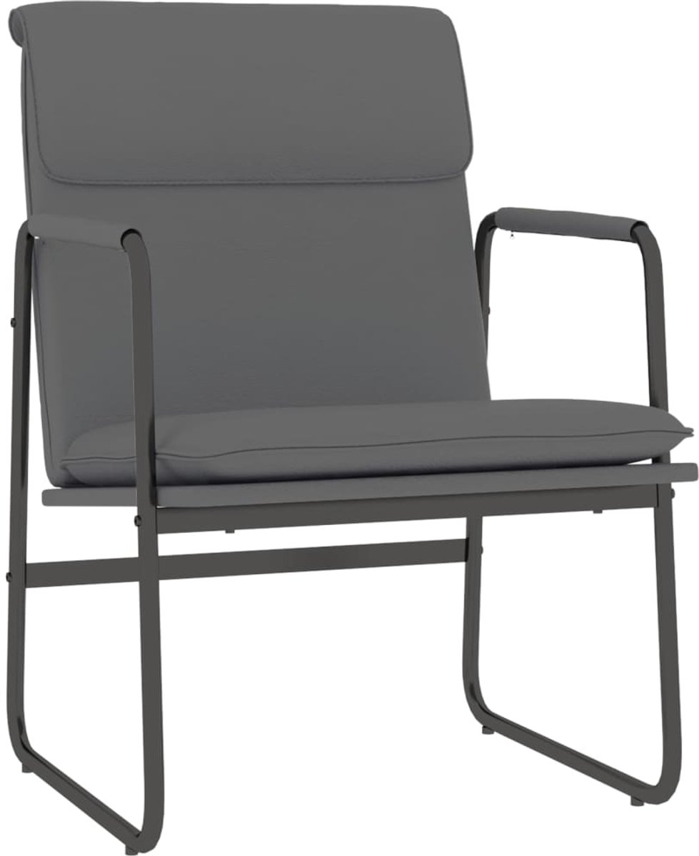 vidaXL - Loungestoel - 55x64x80 - cm - kunstleer - grijs
