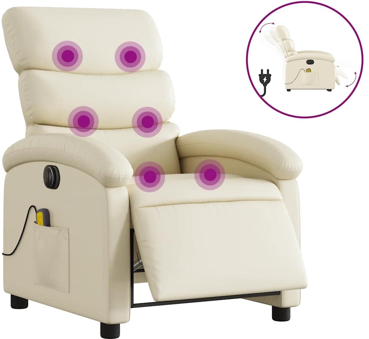 vidaXL Massagestoel - verstelbaar - elektrisch - kunstleer - crèmekleurig