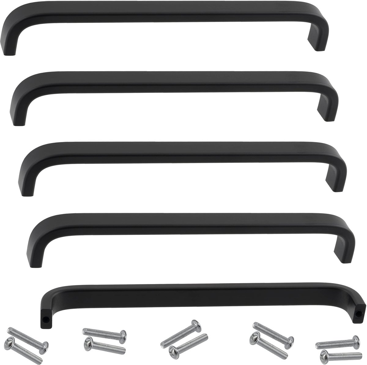 Set van 5 mat zwarte metalen meubelhandgrepen met een asafstand van 160 mm voor een stevige en stijlvolle afwerking van kasten en lades