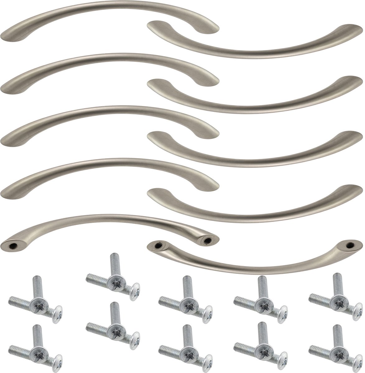 Aerzetix - C41398 - Set van 10 meubelhendlers 96 mm - voor deuren, kasten, lades - van metaal - satin afwerking