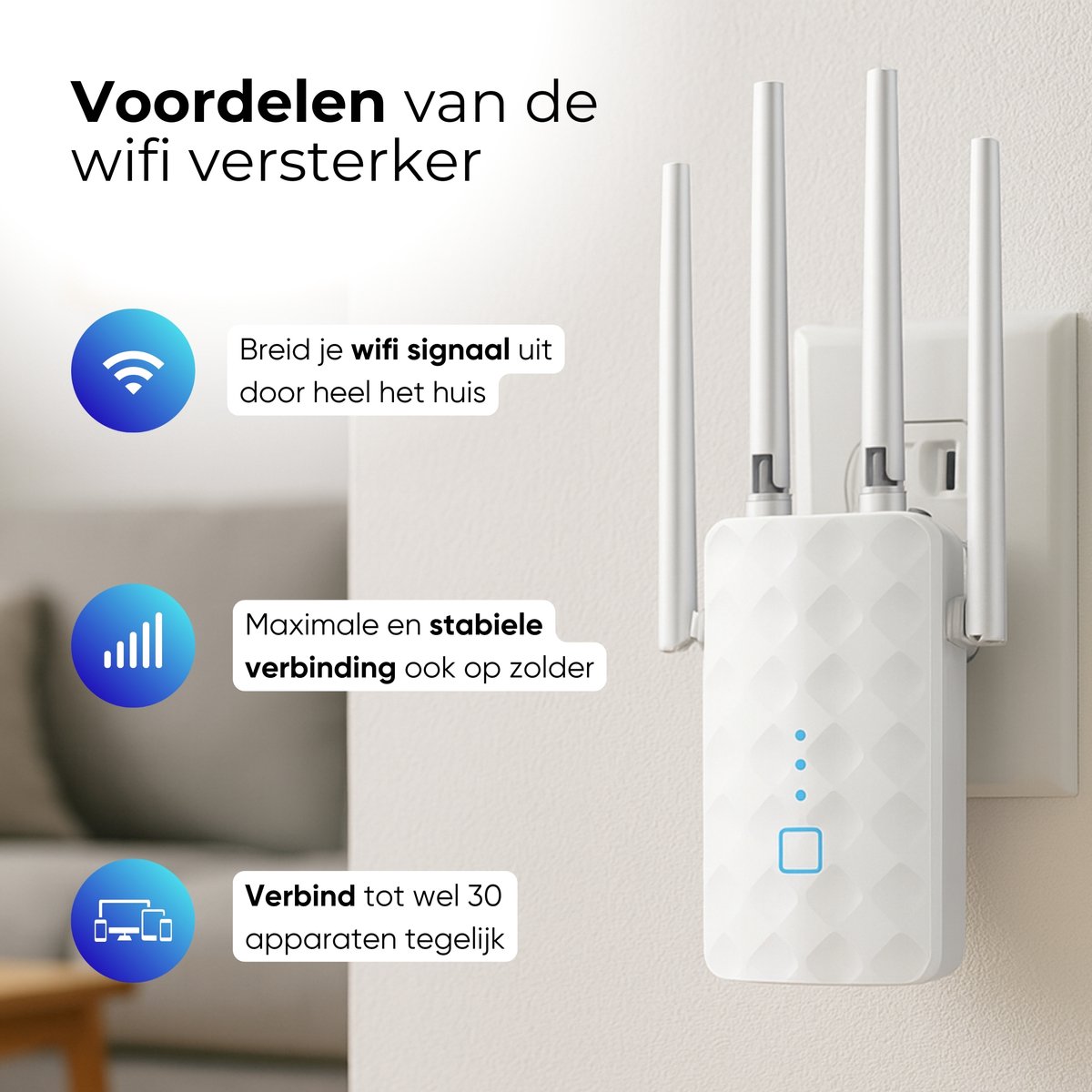 WiFi Versterker Stopcontact - 1200 Mbit/s - Dual Band 2.4G & - afbeelding 3