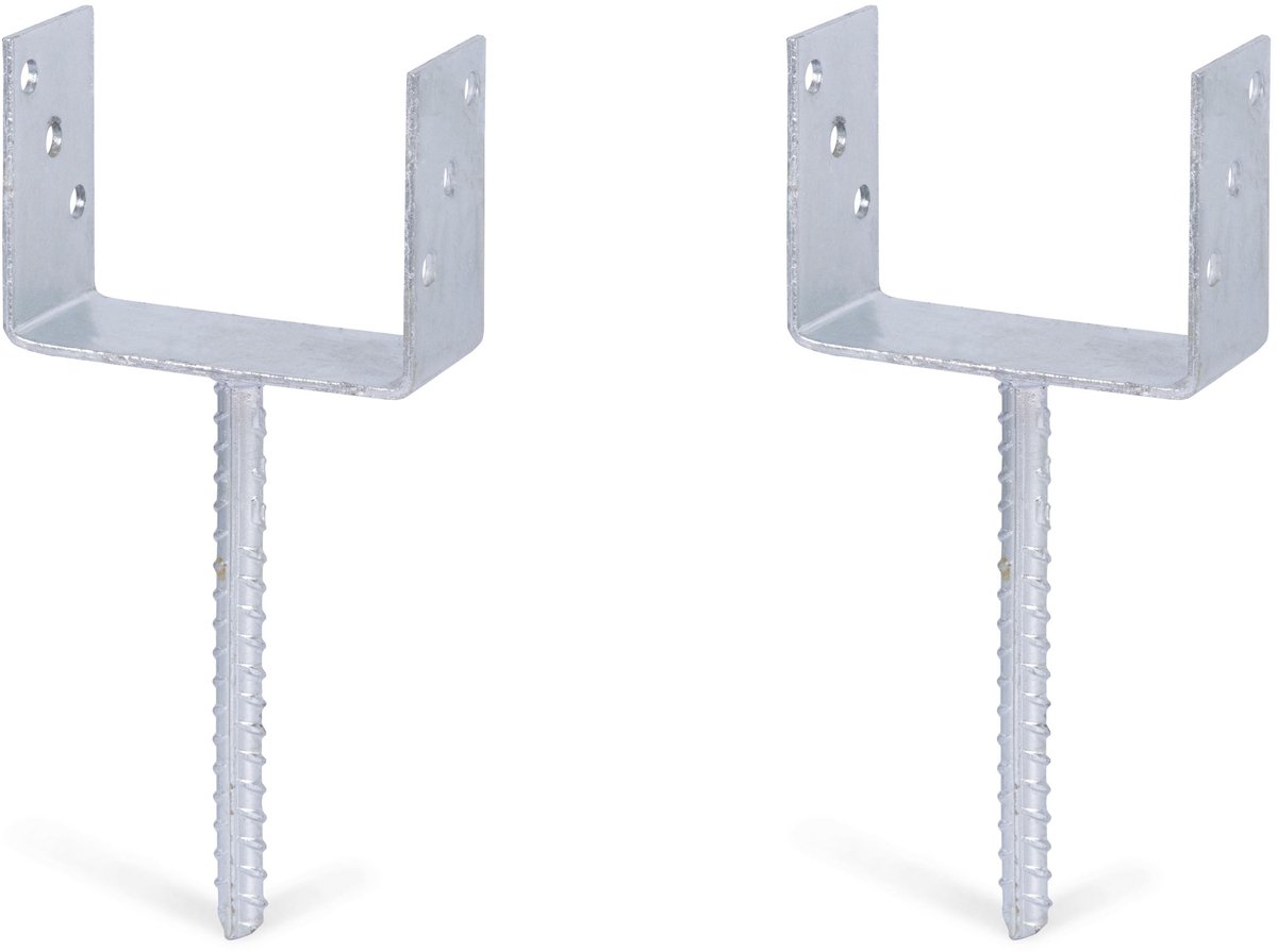 Alberts 2 x U-paaldrager mit Riffelstahl-betonanker, 141x104 mm, betonanker 200 mm, thermisch verzinkt, voor inbetonneren