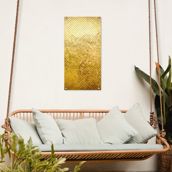 Tuinposter Goud - Design - Abstract - 40x80 cm - Wanddecoratie Buiten - Tuinposter - Tuindoek - Schuttingposter - Tuinschilderij