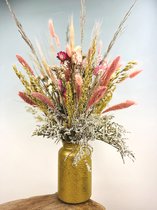 Droogbloemen boeket ''Pink Garden'' | 70 cm | Inclusief vaas | Prachtige natuurlijke uitstraling | Perfect voor ieder interieur