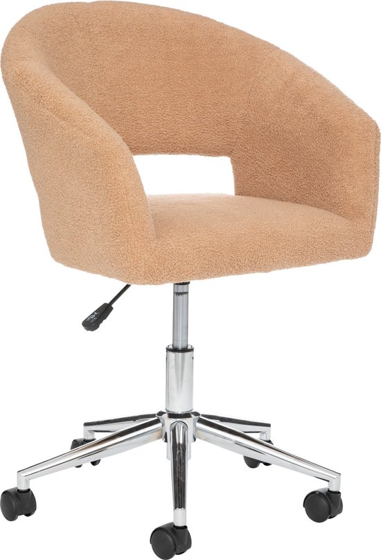 Chaise de bureau bouclé Atmosphera Gaya - Ajustable - Pieds en métal - Beige