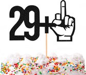 Taarttopper - 18cm - Wit & Zwart - 30 Jaar Verjaardag Versiering - Cake Topper - Middelvinger - Bakken - Taartversiering