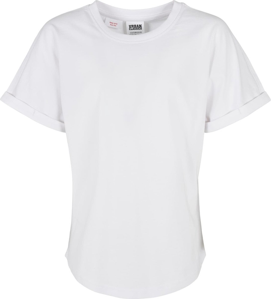 Urban Classics Long Shaped Turnup Kinder T-shirt Kids 122/128 Wit