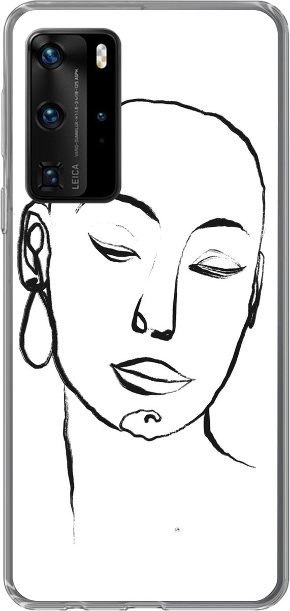 Telefoonhoesje Geschikt voor Huawei P40 Pro hoesje - Vrouw - Gezicht - Portret - Siliconen Telefoonhoesje Telefoonhoesje