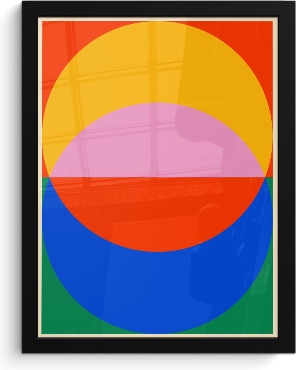 FrameYourWall Poster in lijst - Fotolijst 30x40 cm - Posters - Bauhaus - Modern - Abstract - Retro - Kunst - Posterlijst zwart - Decoratie - Wanddecoratie woonkamer - Muurdecoratie slaapkamer Kleurrijk