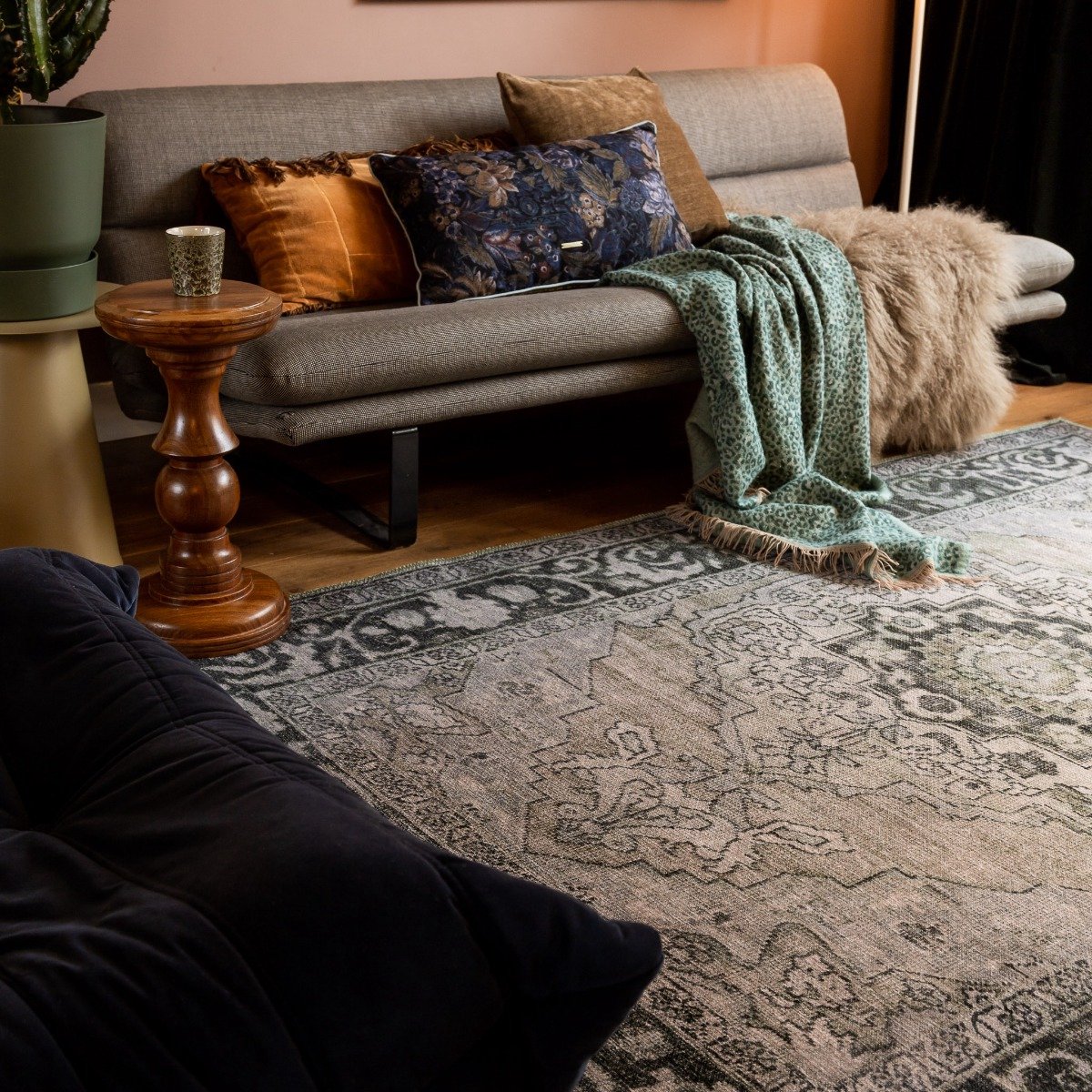 Vintage vloerkleed Joe Groen Interieur05 - 190 x 290 cm - (L)