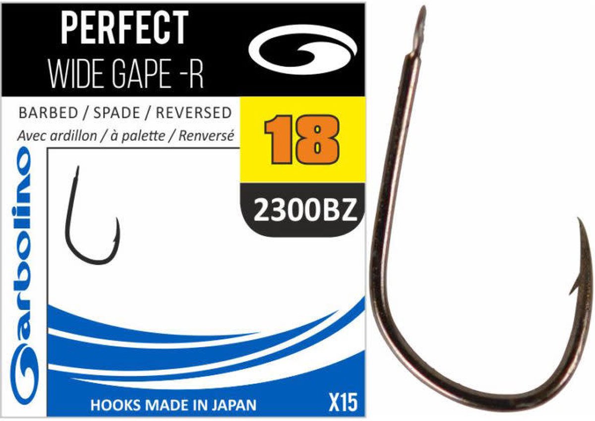 Garbolino Perfect Wide Gape-R Spade - Barbed (15 pcs) - Maat : 18