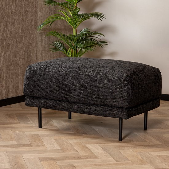 Bronx71® Hocker Denver tissu chenille noir