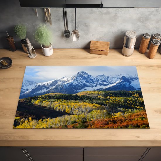 KitchenYeah® Inductie beschermer 80.2x52.2 cm - Berglandschap in Colorado - Kookplaataccessoires - Afdekplaat voor kookplaat - Inductiebeschermer - Inductiemat - Inductieplaat mat