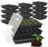 48-delige kweekset, set met waterbakken, broeikasdeksel en potplaten met 576 cellen voor het aantrekken van planten binnenshuis (048-delig - kweekset 38 x 25 cm)