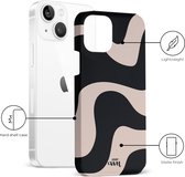 xoxo Wildhearts telefoonhoesje geschikt voor iPhone 15 Plus - Ride With Me - Single Layer - Beschermhoes met golvend patroon - Luxe hard case - zwart en beige