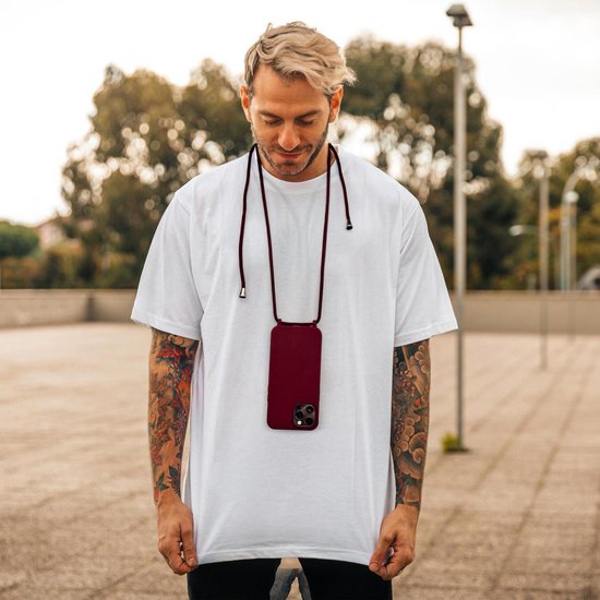 Coque Arrière Samsung Galaxy A51 avec Cordon - Coque Arrière - Silicone - Flexible - Cordon - Samsung Galaxy A51 - Rouge