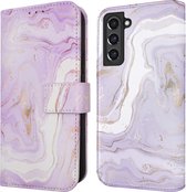 iMoshion Hoesje Geschikt voor Samsung Galaxy S21 FE Hoesje Met Pasjeshouder - iMoshion Design Bookcase smartphone - Paars / Purple Marble