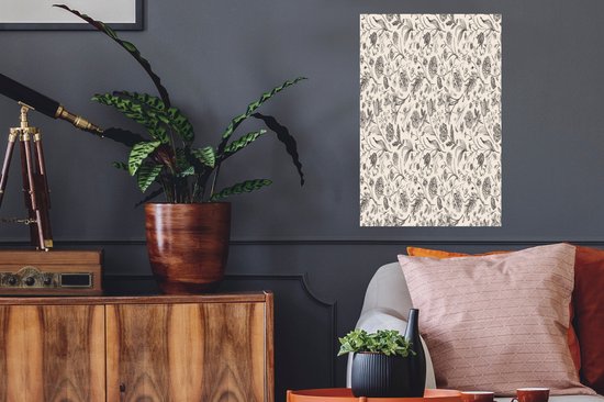 Stickers muraux - Film autocollant - Fleurs - Zwart - Wit - Feuilles - 40x60 cm - Film adhésif - Stickers muraux Chambre d'enfant - Papier peint autocollant