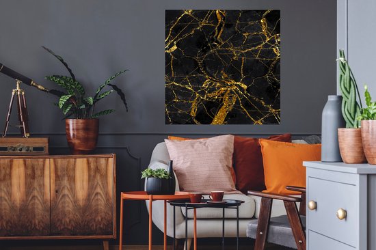 Stickers Stickers muraux - Marbre - Goud - Zwart - Glitter - 80x80 cm - Feuille adhésive