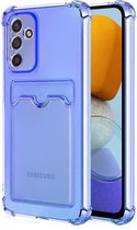 Schokbestendig TPU Hoes Kaarthouder Geschikt voor: Samsung Galaxy A53 5G - Blauw - Hoesje met Achterkant Pasjeshouder