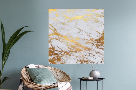 Stickers muraux - Film autocollant - Marbre - Motifs - Or - 100x100 cm - Film adhésif - Stickers muraux chambre d'enfant - Papier peint autocollant XXL - Papier peint autocollant - Film autocollant