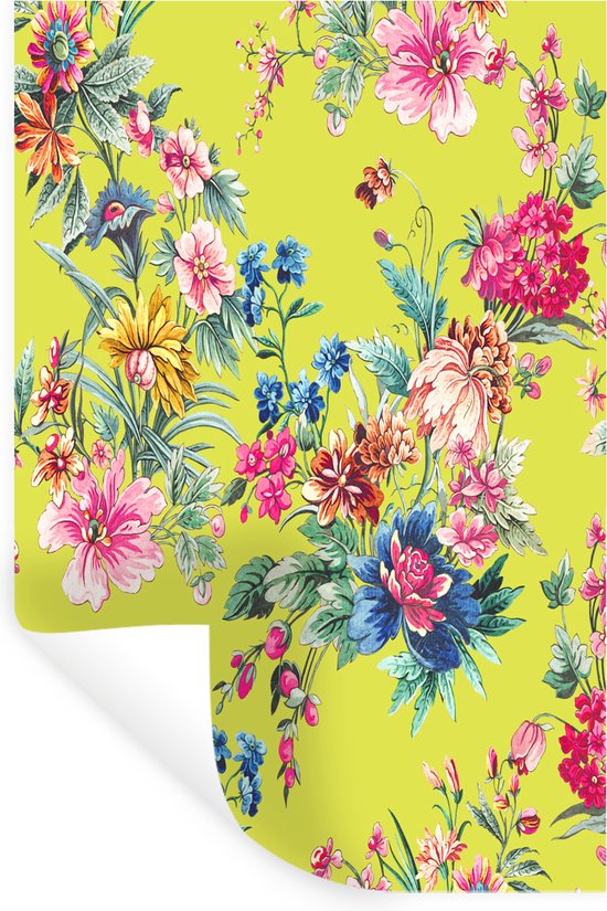 Stickers muraux - Fleurs - Couleurs - Pastel - 60x90 cm - Film Adhésif