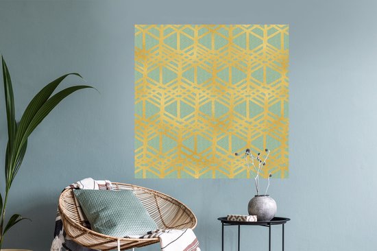 Stickers muraux - Motifs - Luxe - Or - Vert - 100x100 cm - Film Adhésif XXL