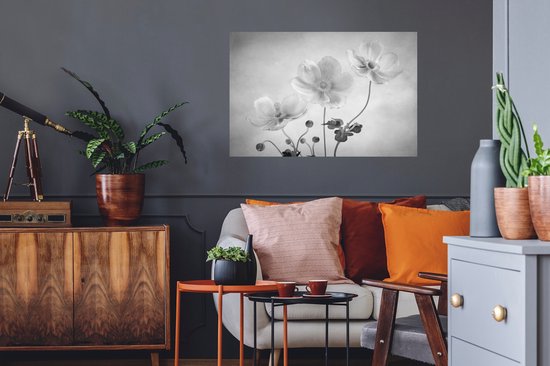 Stickers Stickers muraux - Nature morte - Zwart - Wit - Fleurs - 90x60 cm - Feuille adhésive