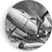 Artaza Forex Muurcirkel Oud Vliegtuig Op De Landingsbaan - 80x80 cm - Groot - Wandcirkel - Rond Schilderij - Wanddecoratie Cirkel