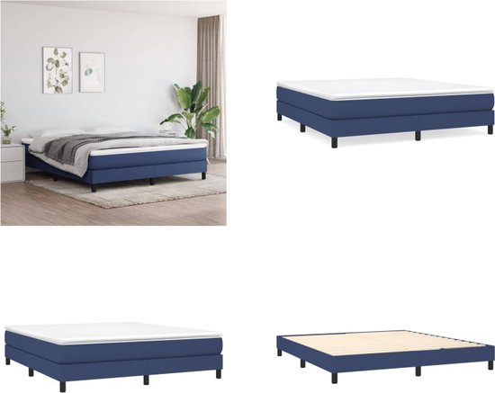 vidaXL Boxspringframe stof blauw 160x200 cm - Boxspringframe - Boxspringframes - Bed - Ledikant