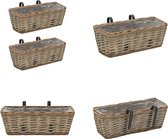 vidaXL Balkonbakken 2 st 40 cm wicker met PE-voering - Balkonbak - Balkonbakken - Balkonplantenbak - Balkonplantenbakken