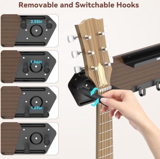 Gitaar Muurbeugel, Schuine Gitaar Muurhanger Display voor Akoestische Elektrische Klassieke Gitaar, Ukelele, Banjo en Mandoline, Horizontale Gitaarhouder Basstandaard Rackhaak